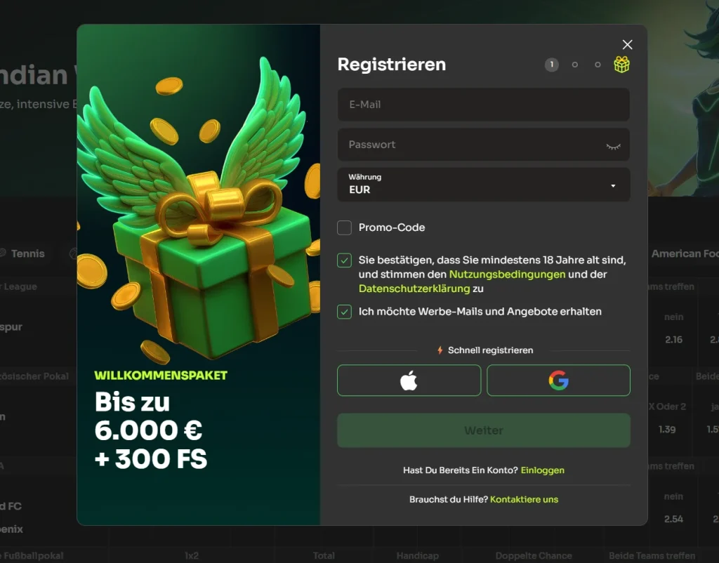 Holyluck Casino Registrierung mit Willkommensbonus bis zu 6000 Euro und 300 Freispiele